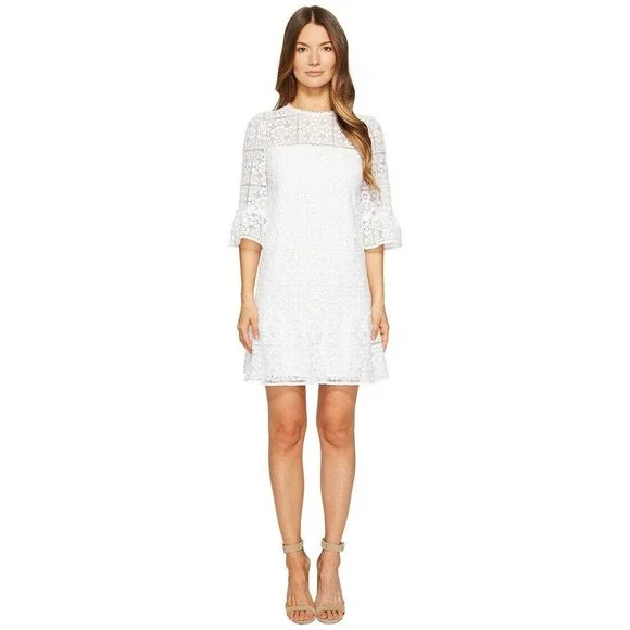 Kate Spade Lace Flounce Shift Dress, Fresh White - 8 Kate Spade Lace Flounce Shift Dress, Fresh White - 8
